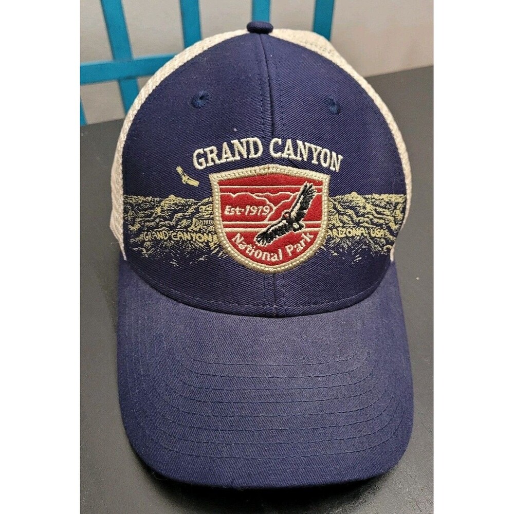 Grand Canyon National Park Navy Blue Tan Trucker Hat Adjustable Cap
